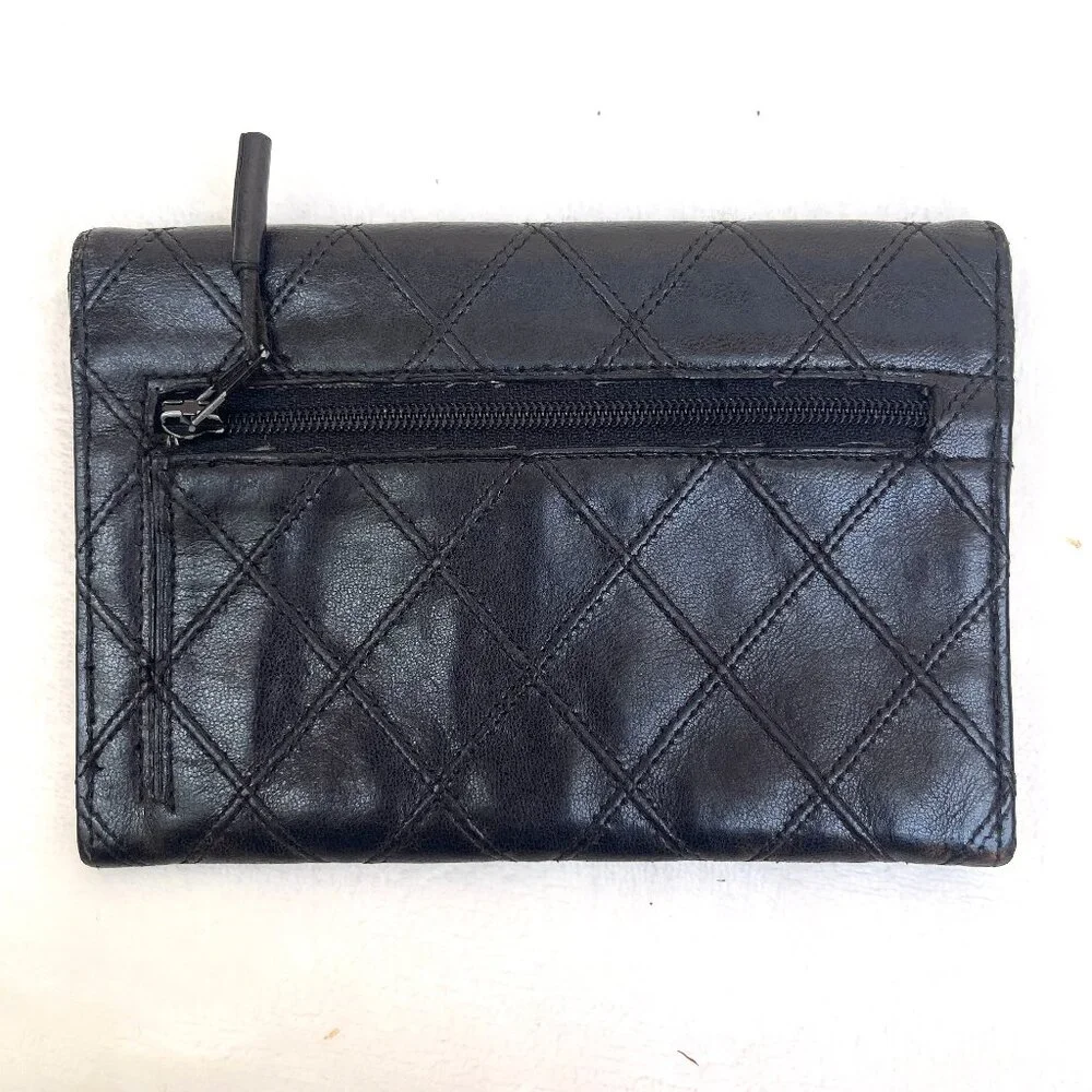 Chanel Small Diamond double Stitch Black Wallet